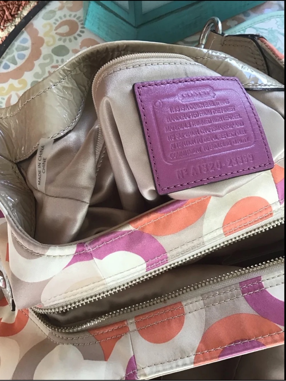 Coach Madison Maggie OP art scarf print shoulder bag vintage - Picture 13 of 13